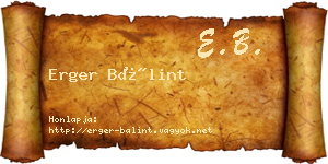 Erger Bálint névjegykártya